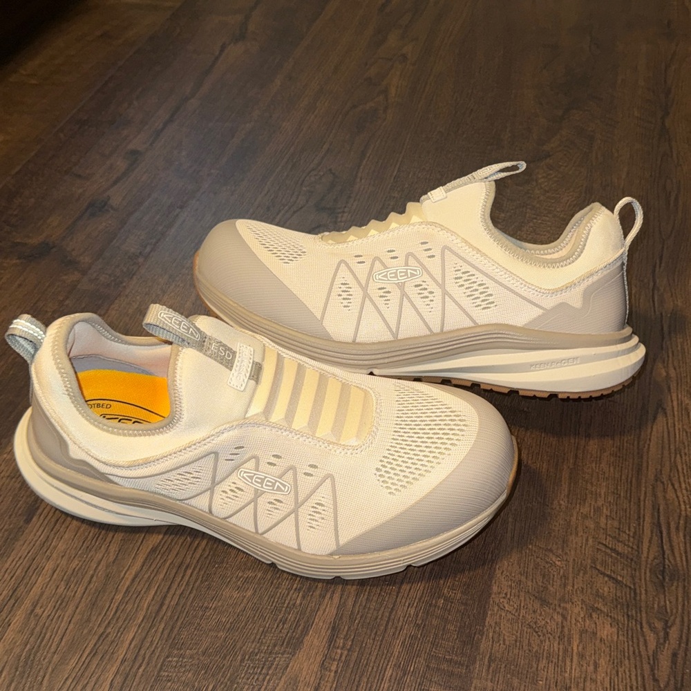 Keen Utility White and Tan Sneakers WIDE